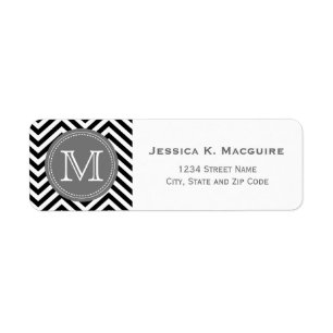 Monogrammed Black & Grey Chevron