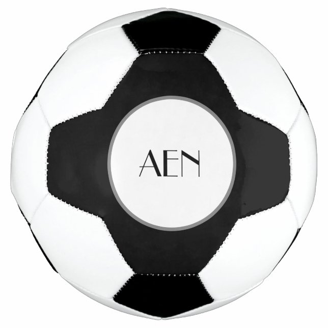 Monogrammed Black Grey White  Football (Front)