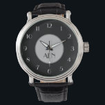 Monogrammed Black Grey White Minimalist Trendy Watch<br><div class="desc">Monogram this sleek black grey and white watch.  This watch comes in many styles for anyone's taste. The minimalist monogram is a nice touch and he will love it. A great gift for the man in your life.</div>