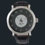 Monogrammed Black Grey White Minimalist Trendy Watch<br><div class="desc">Monogram this sleek black grey and white watch.  This watch comes in many styles for anyone's taste. The minimalist monogram is a nice touch and he will love it. A great gift for the man in your life.</div>