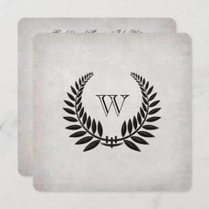 Monogrammed Black Laurel Vow Renewal Invitation