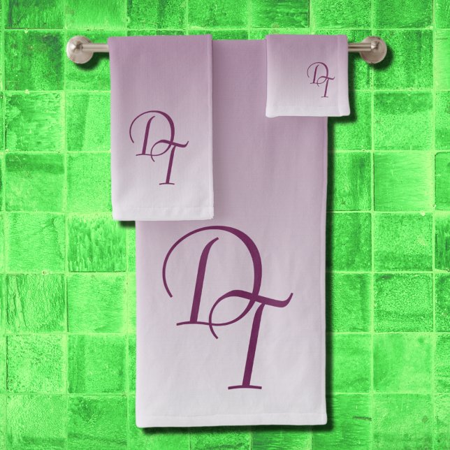 Monogrammed -  black magenta  ombre bath towel set (Creator Uploaded)