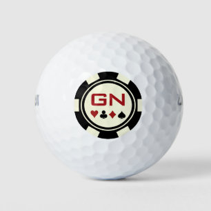 Monogrammed Black Off White Poker Chip Golf Balls