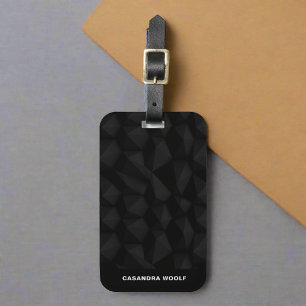 Monogrammed Black Pattern Texture Masculine Classy Luggage Tag