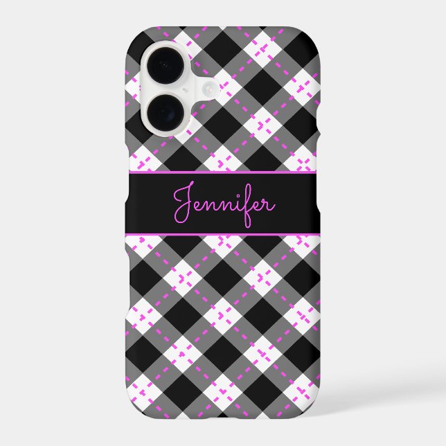Monogrammed Black Pink n White Argyle (Back)