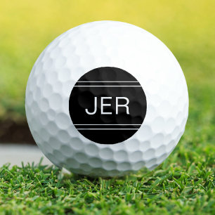 Monogrammed Black Template Personalised Golfer Golf Balls