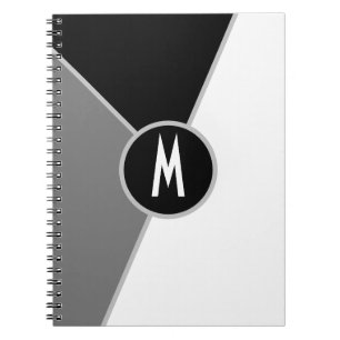 Monogrammed Black & White Minimimalist Colour Bloc Notebook