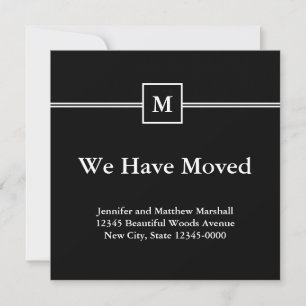 Monogrammed Black & White  Moving Announcement