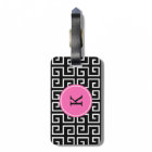 Monogrammed Black, White, Pink Geometric Pattern
