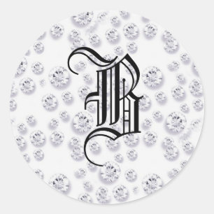 Monogrammed *BLING* Diamonds Classic Round Sticker