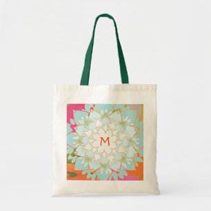 Monogrammed Blooming Lotus Flower Tote Bag