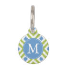 Monogrammed Blue and Green Ikat Diamonds Pattern