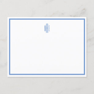 Monogrammed Blue and White Flat Post Card
