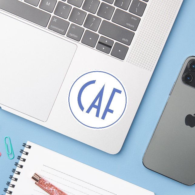 Monogrammed Blue and White Kiss Cut (Laptop w/ iPhone)