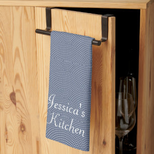 Monogrammed blue arches tea towel