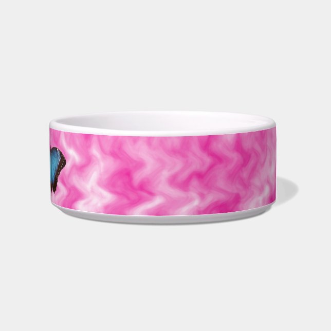 Monogrammed Blue Butterfly Pink Pattern Destiny Bowl (Right)
