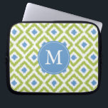 Monogrammed Blue Green Diamond Ikat Pattern Laptop Sleeve<br><div class="desc">Stylish and chic design features a colourful and trendy diamonds ikat pattern and can be personalised with your monogram,  initial,  name,  or any text of your choice for a perfect custom gift!</div>