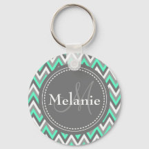 Monogrammed Blue & Grey Chevron Pattern