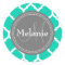 Monogrammed Blue & Grey Quatrefoil