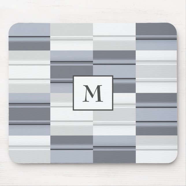Monogrammed Blue- Grey Rectangle Mouse Mat (Front)