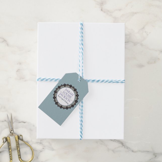 Monogrammed Blue Handmade Clothing Designer Tag (With Twine)
