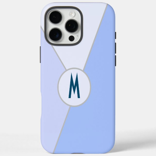 Monogrammed Blue Modern Geometric Colour Block Case-Mate iPhone Case (Back)