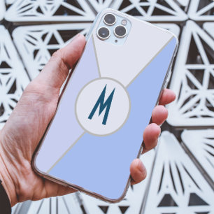 Monogrammed Blue Modern Geometric Colour Block iPhone 16 Pro Max Case