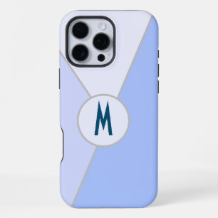 Monogrammed Blue Modern Geometric Colour Block iPhone 16 Pro Max Case