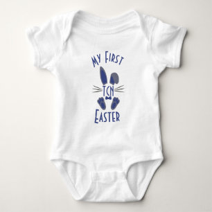 Monogrammed Blue My First Easter Easter Bunny Baby Bodysuit