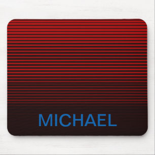 Monogrammed Blue Orange Red Black Stripes Mouse Mat