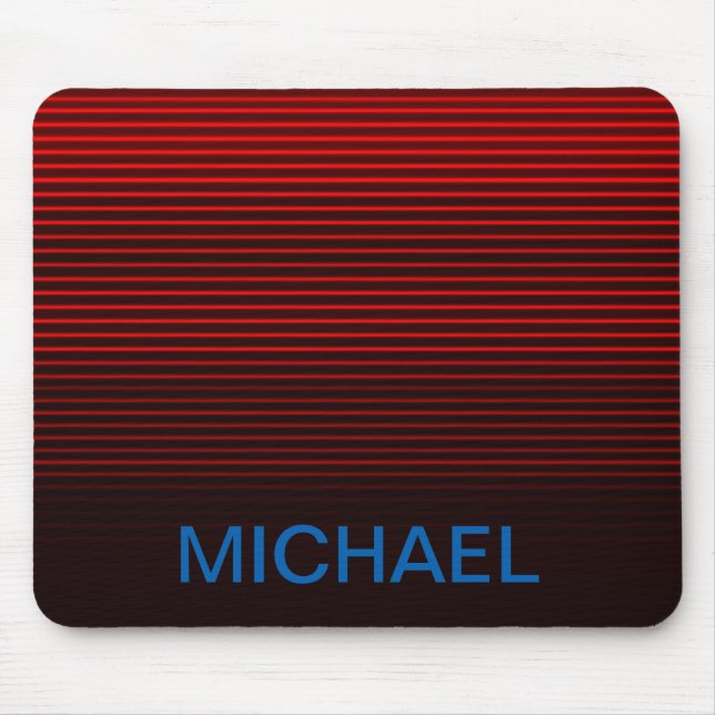 Monogrammed Blue Orange Red Black Stripes Mouse Mat (Front)