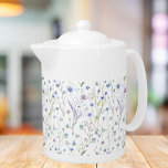 Monogrammed Blue Purple Pretty Wildflower Floral<br><div class="desc">Introducing our Monogrammed Blue Purple Pretty Wildflower Floral Pattern teapot. Featuring watercolor illustration of wild field flower,  great for nature and wildflower lovers. Add elegant of flower meadow vibes to your drink.</div>