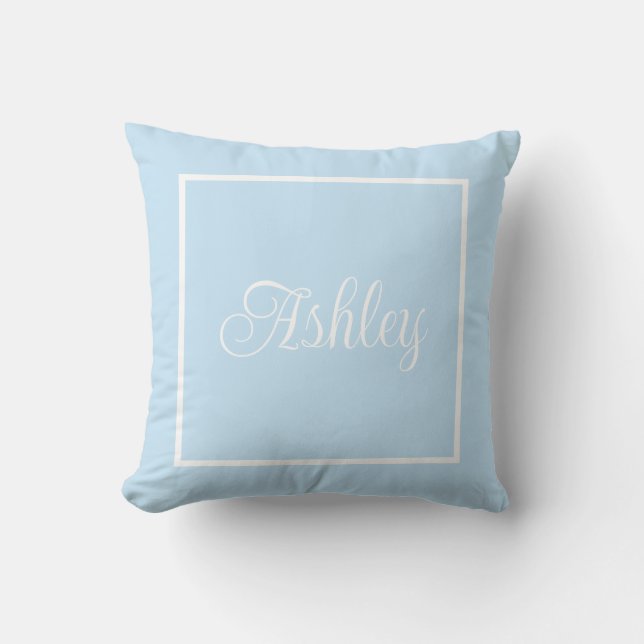 Monogrammed blue Throw Pillow (Front)