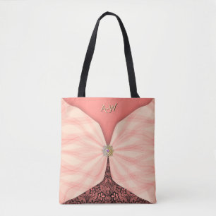 Monogrammed Blush Pink Jewel Textile Illusion Tote Bag