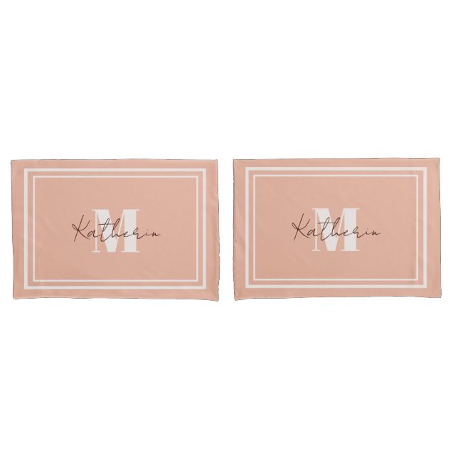 Monogrammed Blush Pink Pillowcase (Front-Set)