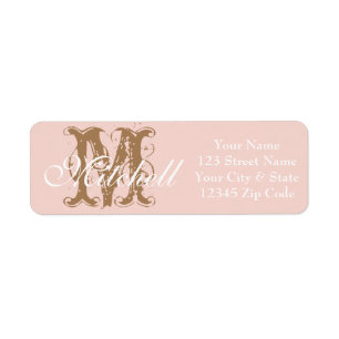 Monogrammed Blush Pink return address labels