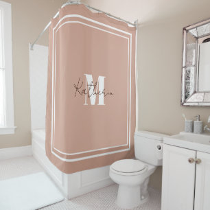 Monogrammed Blush Pink Shower Curtain Color D3A592