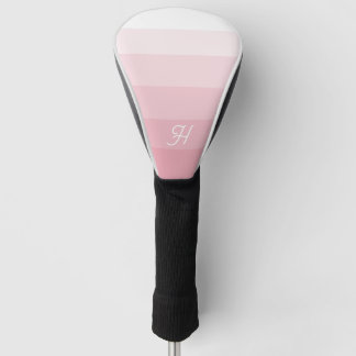Monogrammed Blush Pink White Ombre Stripe Golf Head Cover