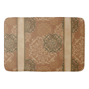 Monogrammed Boho Dark Rust Mandalas Bath Mat