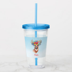 Monogrammed Boho Deer Acrylic Tumbler