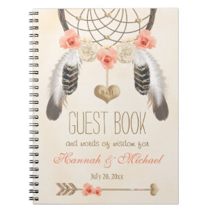 Monogrammed Boho Dreamcatcher Wedding Guest Book