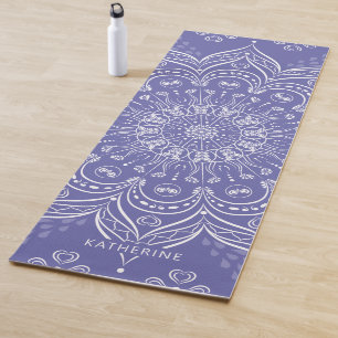 Monogrammed Boho Mandala Purple Elegant Yoga Mat