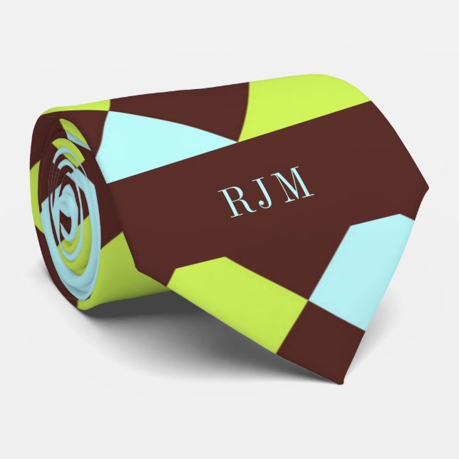 Monogrammed Bold Diamond Pattern Tie (Rolled)