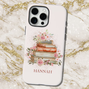 Monogrammed Books and Vintage Pink Roses Bookplate iPhone 16 Pro Max Case