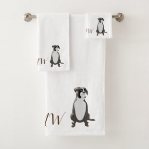 Monogrammed Boxer Dog Design Bath Towel Set
