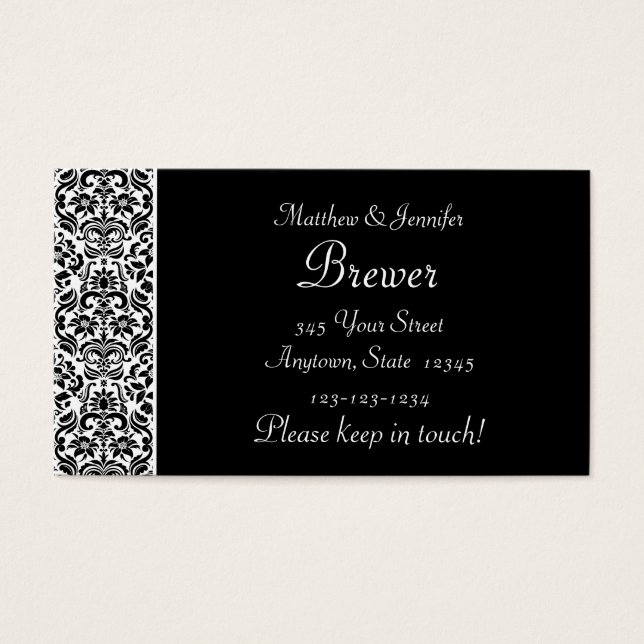 Monogrammed Bride & Groom Contact Information Card (Front)