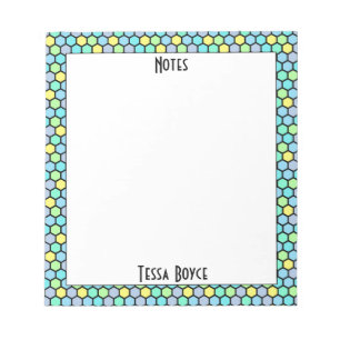 Monogrammed Bright Neon Colorful Pattern Modern Notepad