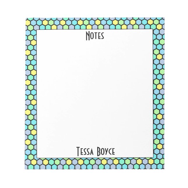 Monogrammed Bright Neon Colorful Pattern Modern Notepad (Front)