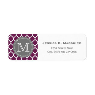 Monogrammed Bright Purple & Grey Lattice