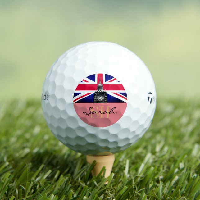 Monogrammed British Flag & United Kingdom /UK Golf Golf Balls (Insitu Tee)
